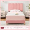 Garvee Twin Bed Frame, Velvet Upholstered Platform Bed Frame with Headboard, Strong Wooden Slats, No Box Spring Needed, Easy Assembly, Pink - 2 of 4