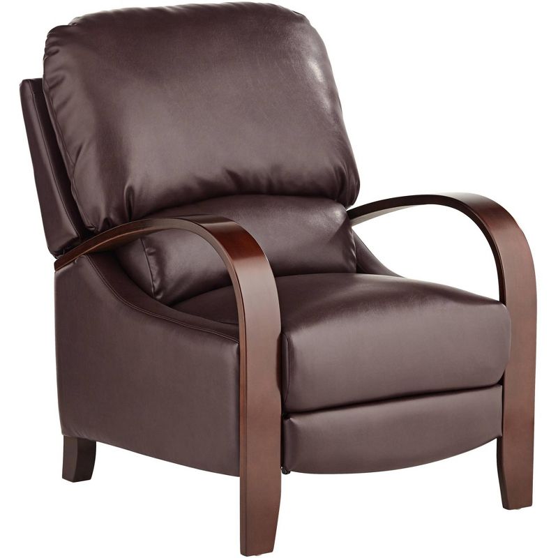 Elm Lane Cooper Cantina Burgundy Faux Leather Recliner Chair Modern Armchair Comfortable Push Manual Reclining Footrest for Bedroom Living Room Home, 1 of 10