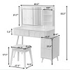 FURNIinspire Vanity Tables Dressing Table Bedroom Makeup Vanity Desk Set with Stool, Drawer Storage, 3 Color Brightness, White, 45.5"*15.7"*52.5" - 3 of 4