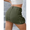 Women's Low Rise Cargo Denim Mini Skirt Summer Casual Solid Color Button Down Short Fitted Bodycon Short Skirt With Pockets - 4 of 4