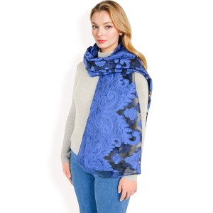 Anna-Kaci Women's Elegant Floral Embroidered Sheer Scarf with Lightweight Textured Fabric Overlay for Sophisticated Style - 1 of 4