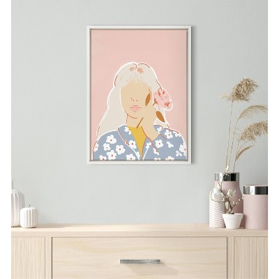 Thanks for The Flowers Abstract Canvas Print in White Frame