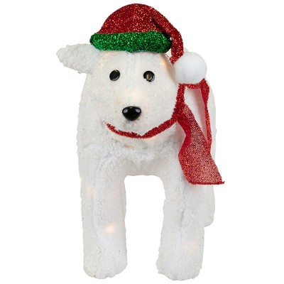 23" Lighted White Glittered Polar Bear Christmas Lawn Decoration