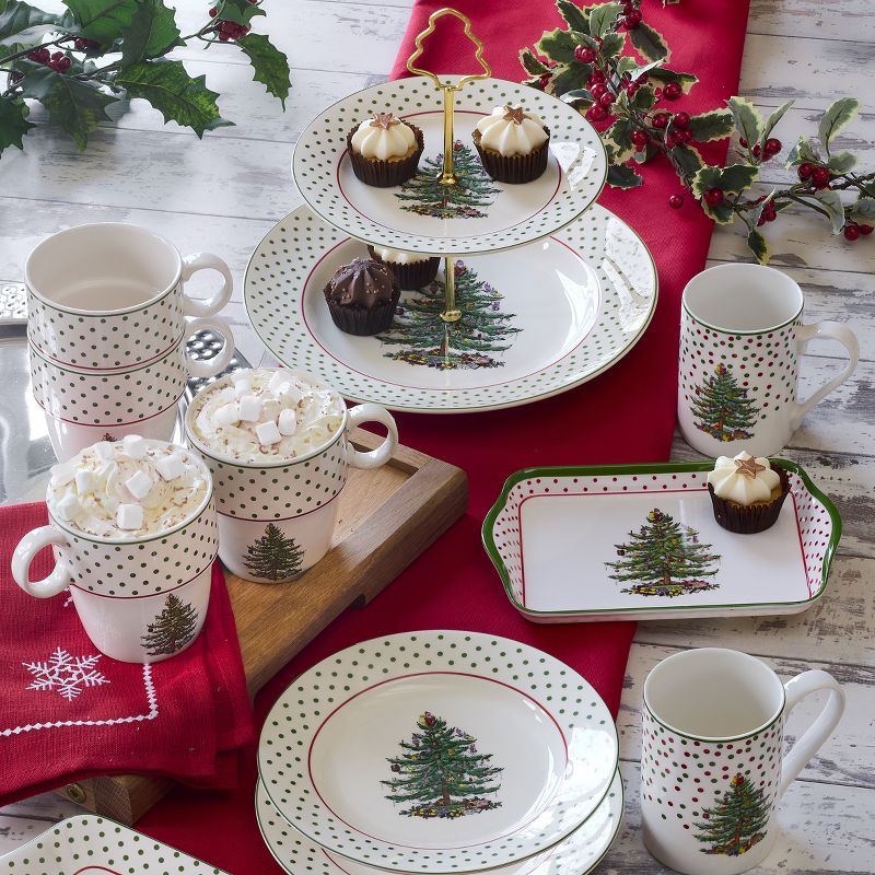 Spode Christmas Tree Polka Dot Dessert Plates, Set of 4  - 8 Inch, 4 of 5