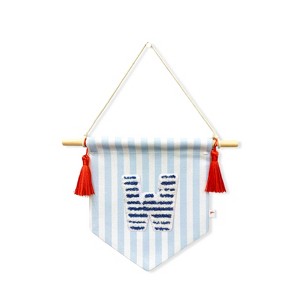 Ramus & Co. 'A B C' Blue Striped Create-Your-Own Banner with Red Tassels and Chenille Letter Patch - 1 of 3