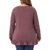 Women's Plus Size Ruffled Hem Crew Neck Long Sleeve Flowy Casual Tunic Tops with Pockets - Agnes Orinda - 4 of 4