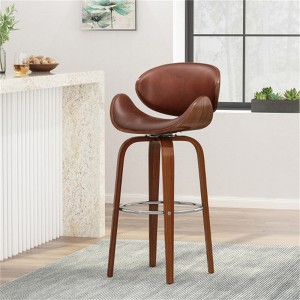SKRAN 30" Modern Upholstered Swivel Barstool, Faux Leather Metal Counter Height Bar Stools for Kitchen,Home Bar and patio, Brown(20"D×20.75"W×42.75"H) - 1 of 4
