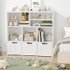 Toy Storage Cabinet with 3 Movable Drawers 6-Cubby Kids Bookcase Floor Storage Organizer with Hidden Wheels & Large Open Bookhelf - 2 of 4