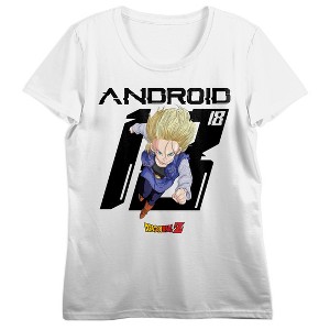 Dragon Ball Z Android 18 Dashing Women’s White Crew Neck Short Sleeve T-shirt - 1 of 4