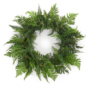 24" Mixed Fern Wreath – Rustic Greenery for Entryway or Living Room – By Melrose - 1 of 3