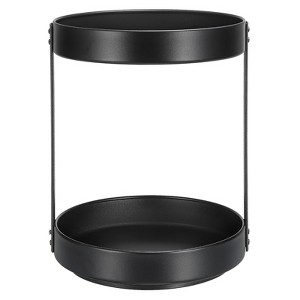 Unique Bargains Rotating Metal Condiment Turntable Lazy Susan Spice Rack Black - 1 of 4
