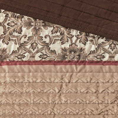 King Red Cotton Reversible Jacquard Quilt Set