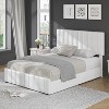 Queen Platform Bed with 4 Storage Drawers, Adjustable Headboard & Wood Slat Support, White PU Leather, No Box Spring - 2 of 4
