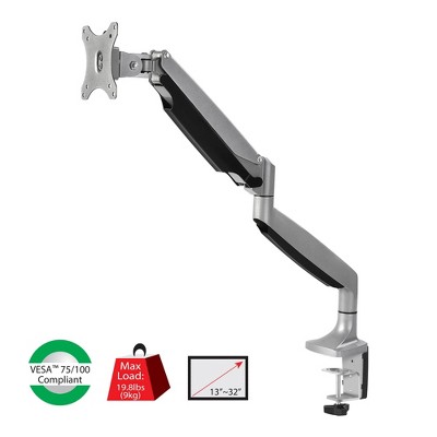 Silver Aluminum Adjustable Desk-Mount Monitor Arm