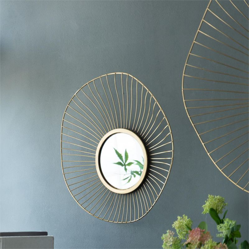 Set of 3 Wall Mirror Abstract designed Wall mirrors with Frame for Home & Office,Top of Sideboard L:26x5x25.5" M:22x3.5x22" S:18x2.5x18"-The Pop Home, 5 of 9