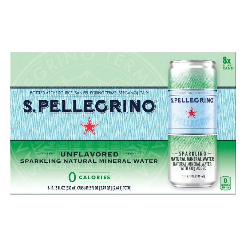 S.Pellegrino Sparkling Natural Mineral Water - 8pk/11.15 fl oz Cans, 1 of 9