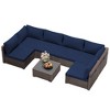 UPHA 7-Piece Brown Rattan Patio Sofa Conversation Set with Cushions - 2 of 4
