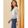 Allegra K Women's Lace Floral Blouse Square Neck Long Sleeve Button-Down Top - image 4 of 4