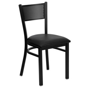 Flash Furniture Black Grid Back Metal Restaurant Chair - 1 of 4