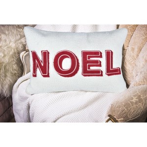 CAVINAS NOEL Red & Ivory Lumbar Pillow,Christmas Throw Pillows with Embroidered Holiday Greeting,Festive Decorative Pillows for Couch,Bed - 1 of 4