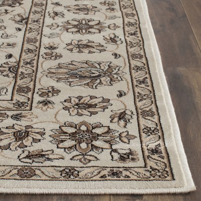 Ivory and Beige Rectangular Wool and Viscose Area Rug