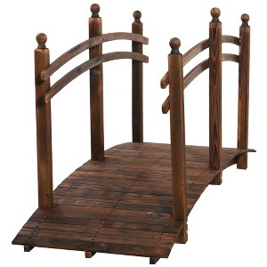 Aghana Digitals 5ft Natural Fir Wood Garden Footbridge with Railings - Curved Arc Design for - 1 of 4