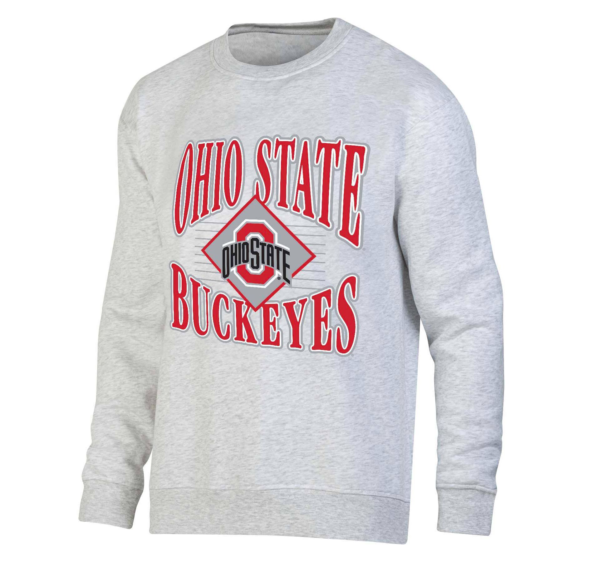 NCAA Ohio State Buckeyes Men's Crew Neck Fleece Ash Sweatshirt - M: Pullover