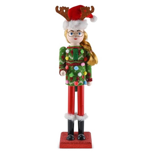 ORNATIVITY 15 in. Wooden Christmas Fisher Man Nutcracker - Red and