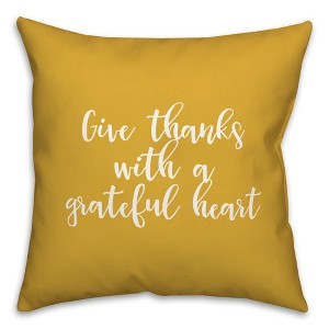 Creative Products Give Thanks With A Grateful Heart in Mustard 18 x 18 Spun Poly Pillow - 1 of 3