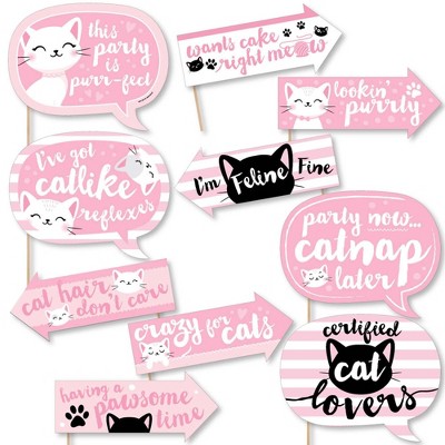 Big Dot of Happiness Funny Purr-fect Kitty Cat - Kitten Meow Baby Shower or Birthday Party Photo Booth Props Kit - 10 Piece