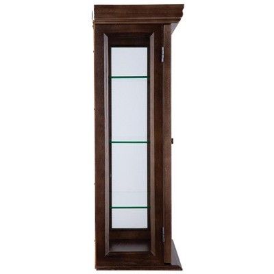Tuscan-Style Solid Hardwood Wall Curio Cabinet with Glass Shelves