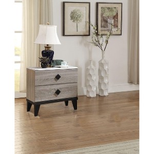 PAGED Rustic Nightstand, Storage Bedside Table with Drawers, Side Table with Faux Marble Top for Bedroom - 1 of 4