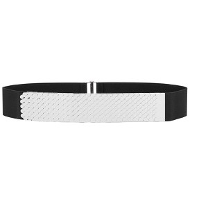 INSPIRE CHIC Women's Metal Elastic Fashion Fish Scale Wide Waist Belt for Dresses 1Pcs - 1 of 4