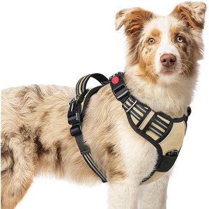 rabbitgoo Dog Harness Medium Sized, 3 Buckles, Vest with Control Handle, Walking Reflective Pet Vest for Medium Dogs, Beige, M - 1 of 1