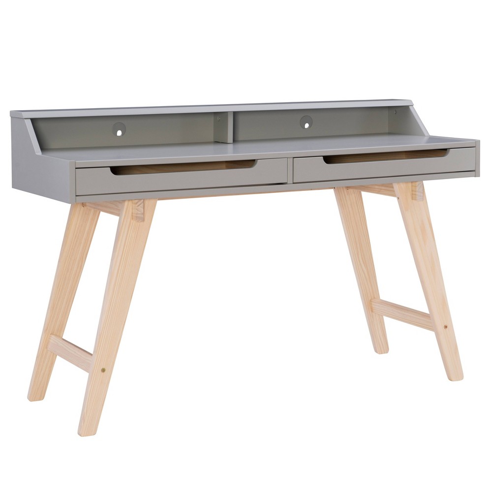 Photos - Office Desk Linon Sloan Modern 2 Drawer Desk Gray - : Hutch, Pine Frame, MDF Surface, Fixed Shelf 