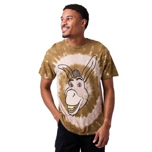 Shrek Donkey Big Face Adult Gray Spiral Tie-Dye Crew Neck Short Sleeve T-shirt - 1 of 4