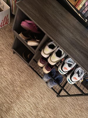 Afton 3 Tier Shoe Rack With Storage Bins Woodgrain - Riverridge Home ...