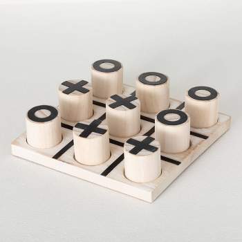 Sullivans 9.5" x 9.5" Wood Block Tic Tac Toe Game