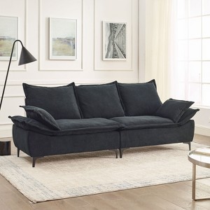 88.5" Modern Sailboat Sofa Dutch Velvet 3-Seater Sofa with Two Pillows for Small Spaces in Living Rooms, Apartments - 1 of 4