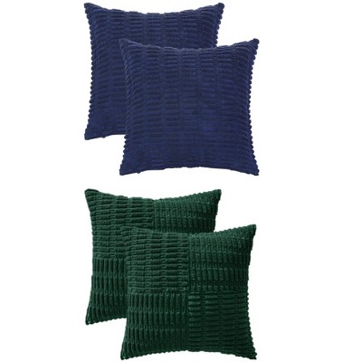 REGALWOVEN 4 Pcs Solid Corduroy Modern Throw Pillow Covers 18" x 18"