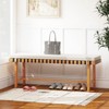 Tangkula 2PCS Outdoor Acacia Wood Bench with Cushion Breathable Rope Seat Patio Dining Bench for Entryway Garden Poolside Balcony - 3 of 4