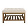 NicBex Modern 33.5" Square Wood Coffee Table with Linen Tufted Top and Open Shelf for Living Room and Office - 3 of 4