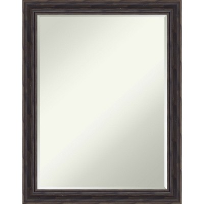 Amanti Art Rustic Pine Narrow Petite Bevel Wood Bathroom Wall Mirror