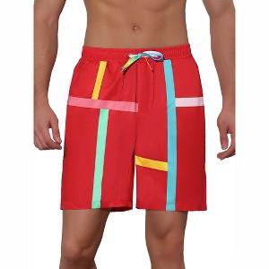 Lars Amadeus Men's Summer Colorful Drawstring Elastic Waist Beach Board Shorts - 1 of 4