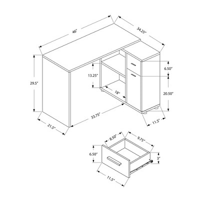 White Corner Wood Computer Desk with Drawer and Filing Cabinet