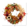 Nearly Natural 30-in Harvest Autumn Sunflower, Maple Leaves and Berries Artificial Fall Wreath with Decorative Bows - 2 of 3