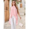 INSPIRE CHIC Women's Casual Tie Back Asymmetrical High Low Sleeveless Mock Neck Flowy Blouse - 2 of 4
