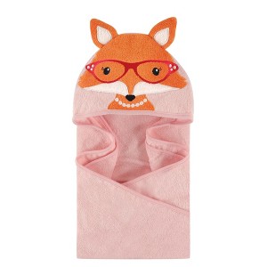 Hudson Baby Infant Girl Cotton Animal Face Hooded Towel, Foxy, One Size - 1 of 1