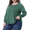 Agnes Orinda Women's Plus Size Pleated Crew Neck Long Sleeve Dressy Casual Trendy Blouses - 2 of 4