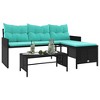 vidaXL L-Shaped Black Poly Rattan Patio Sofa with Cushions and Glass Table; Comfort Outdoor Furniture for Garden/Terrace - 4 of 4